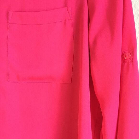 Bright pink Apt 9. Essentials button down high low sheer shirt - Picture 4 of 4